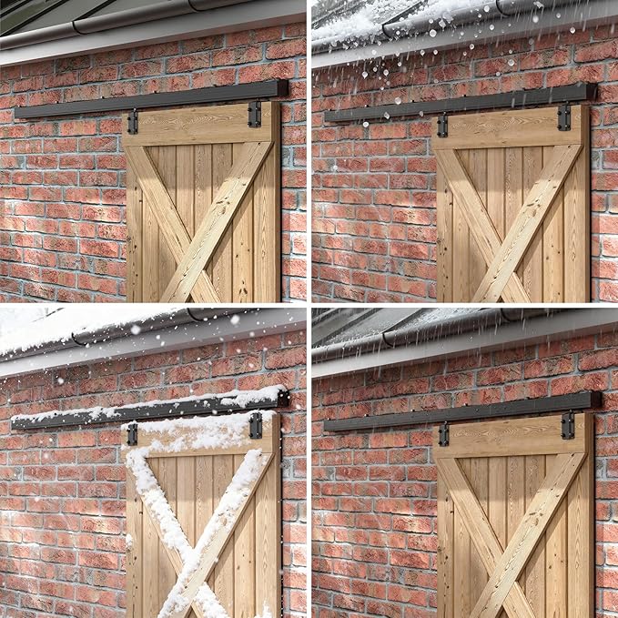 6FT Box Rail Sliding Barn Door Hardware,Wall Mount Track Kit,Heavy Duty,Easy to Install(No Door)