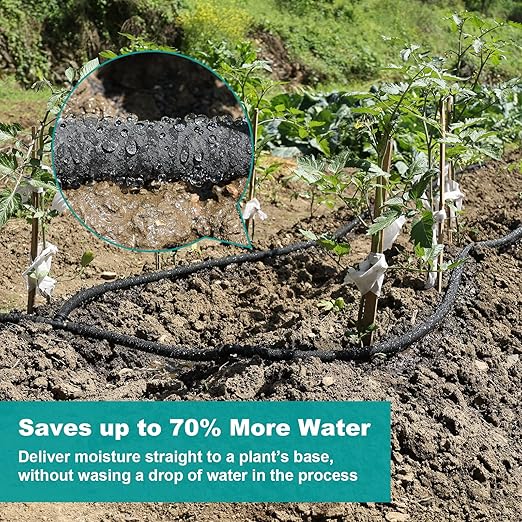 25 FT Soaker Hose 1/2" Heavy Duty Garden Hose to Save 70% Water Drip Irrigation Kit for Lawn/Yard Landscaping Beds (25FT)