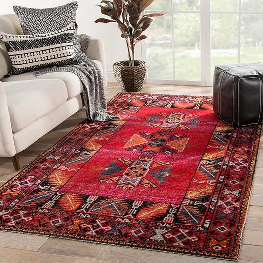 Jaipur Living Paloma POL19 Outdoor Tribal Red and Black Runner Rug (2'8"x10')