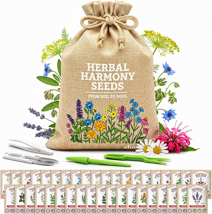 Gardening Gift for Women – 39 Medicinal Herb Seeds Variety Pack, Heirloom Non-GMO Apothecary & Herbal Tea Garden Kit, Made in USA