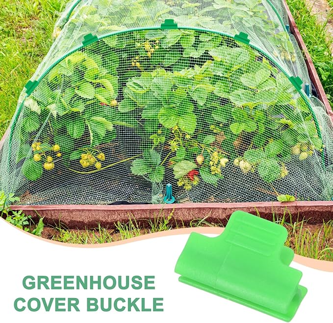 20-Pack Greenhouse Clamps for 5/16 Inch PVC Pipe, Greenhouse Film Clamps Shading Net Rod Clip for Garden Net/Row Cover/Greenhouse Plastic [Grass Green]