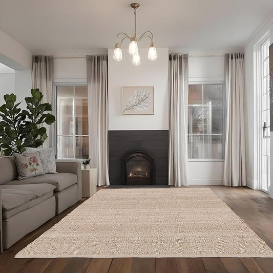 REDEARTH · Jute Cotton Area Rug - 6'x9' Rectangular Rug, Sustainable Handwoven, Non-Shedding, Soft & Durable – Reversible, Neutral Tones for Home Décor in Living Room, Dining Room, Bedroom
