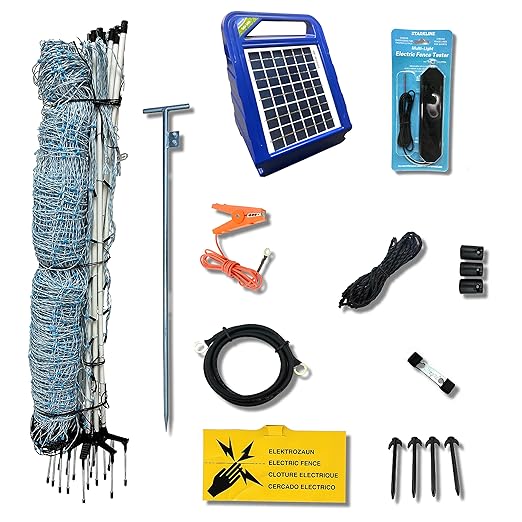 Starkline 42" x 164' Electric Netting All-in-One Solar Kit for Goats, Sheep, Gardens, Beehives, Dogs, and More for Backyards, Homesteads, Farms and Ranches