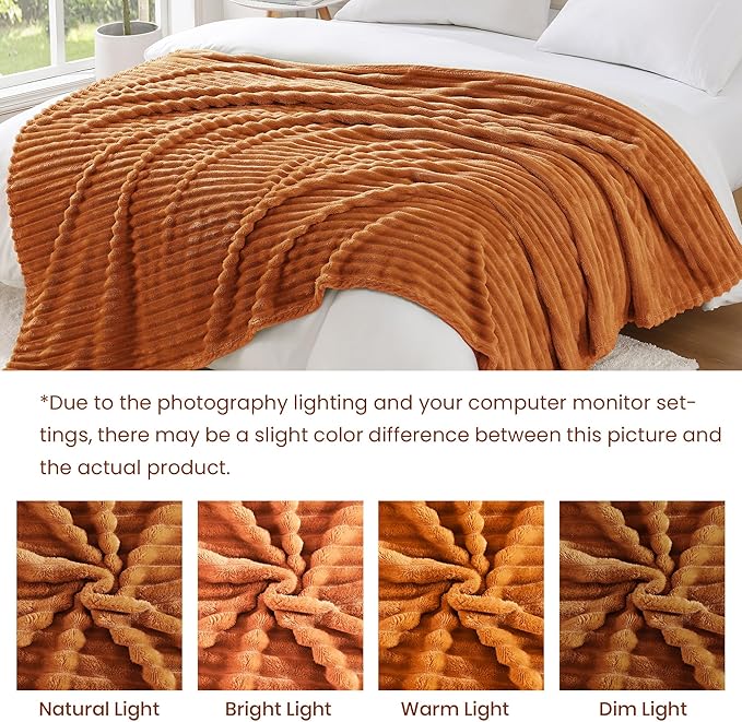 Monbix Yellow-Brown Fleece Throw Blanket for Couch- Room Decor Soft Cozy Blankets for Women, Lightweight Fuzzy Fleece Flannel Bed Blanket Suitable for All Seasons(60"×80",Yellow-Brown)