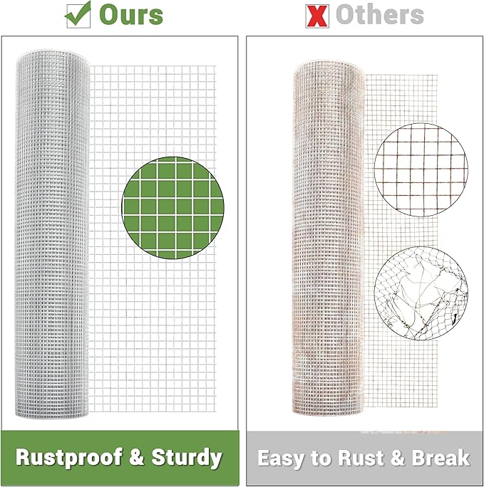 36 in x 100 ft 1/2 inch Hardware Cloth 19 Gauge Wire Fencing Galvanized Welding Garden Fence Roll Square Mesh Chicken Rabbit Snake Cage Heavy Duty Welding Fencing