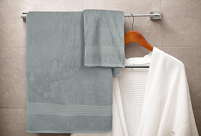Utopia Towels 8 Piece Premium Towel Set, 2 Bath, 2 Hand, and 4 Washcloths, 100% Ring Spun Cotton, Highly Absorbent Towels for Bathroom, Sports, and Hotel, Cool Grey