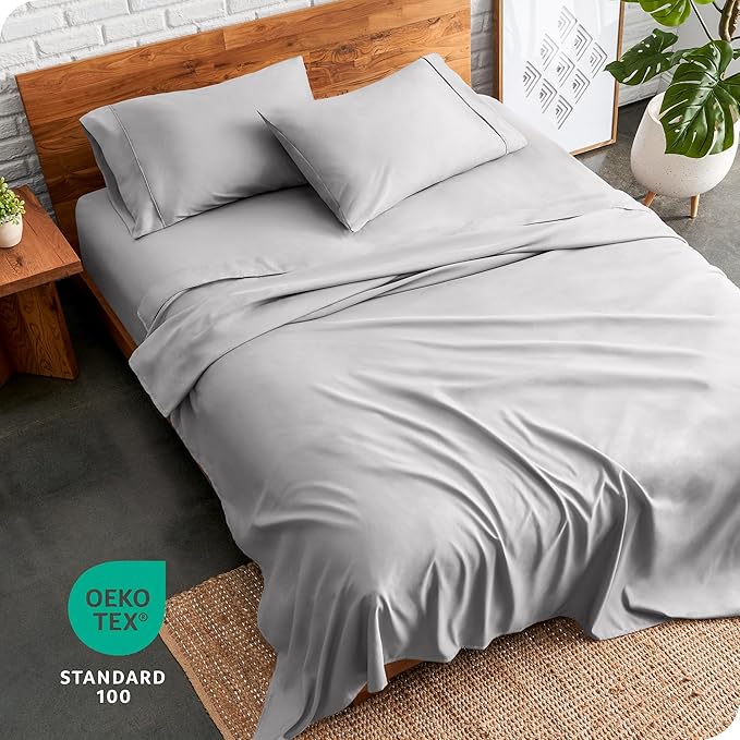 Bare Home Full Sheet Set - Luxury 1800 Ultra-Soft Microfiber Full Bed Sheets - Double Brushed - Deep Pockets - Easy Fit - 4 Piece Set - Bedding Sheets & Pillowcases (Full, Light Grey)