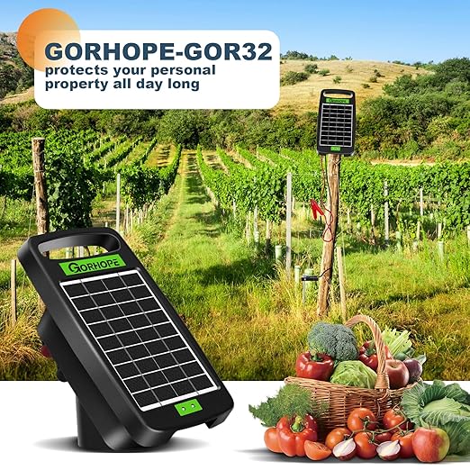 20 Miles Solar Electric Fence Charger,Output 0.32J Electric Fenc e Charge r,24-Hour Uninterrupted Protection Solar Fence Charger,Sola r Fenc e Energizerr Work for 14 Days Without Sunlight