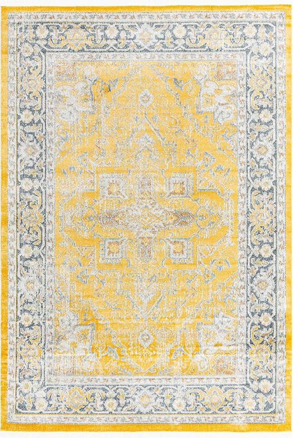 Unique Loom Baracoa Collection Area Rug - Prado (7' 1" x 10' Rectangle, Yellow/ Ivory)