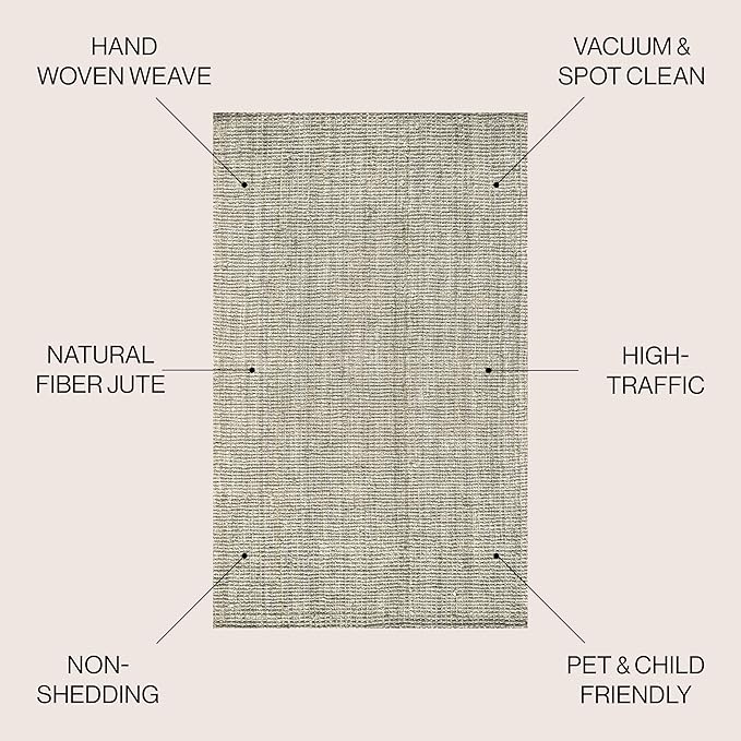 JONATHAN Y Pata Hand Woven Chunky Jute Gray Indoor Area Rug, 10x14, Bohemian, Rustic, Cottage, Easy-Cleaning for Living Room, Bedroom, Kitchen, Non-Shedding (NRF102C-14)