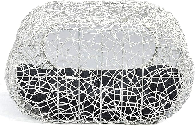 Fun Stackable White Cat Condo Clearance for Indoor Cats - Interactive Play Rattan Modern Cat House for Indoor Cats Kitty, Pet Friendly Top/Side House Entry, Cat Bed Enclosed