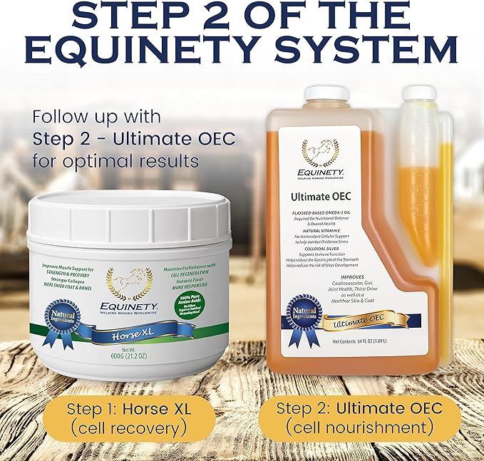 Ultimate OEC Horse Supplement – Omega 3, Vitamin E, Flaxseed Oil for Horses – Coat Defense, Joint & Hoof Support – Vet-Approved Equine Oil for Healthy Weight, Muscle & Recovery