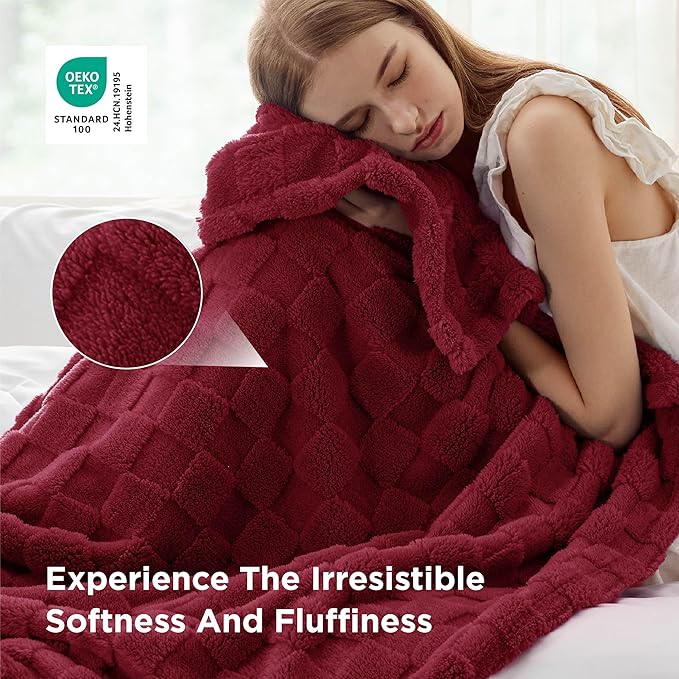 Bedsure GentleSoft Christmas Throw Blanket for Couch - Red Fall Checkered Fleece Red Blankets Gifts for Women Men Girls, Cute Soft Cozy Throw for Bedroom Home Decor Gifts, 50x60 Inches