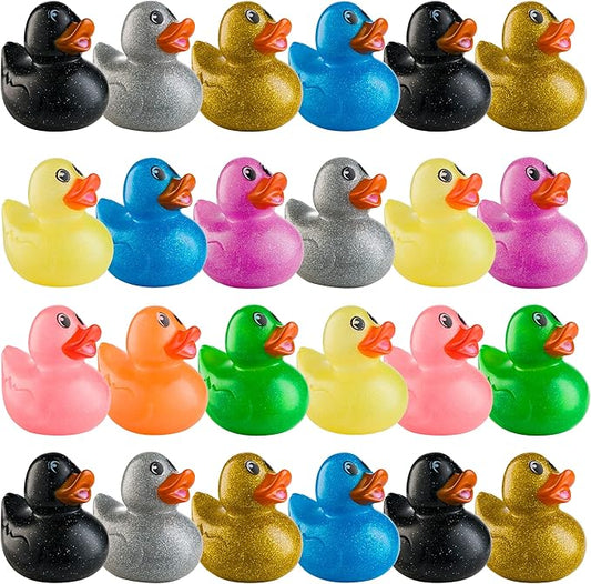 Bedwina Glitter Rubber Ducks in Bulk, Jeep Ducks for Ducking and Cruise Gifts, Kids Bath Toys, Mini Floating Rubber Duckies - Party Favors, Bulk Toys for Kids, Pool, Birthday, Decor - 50 Count