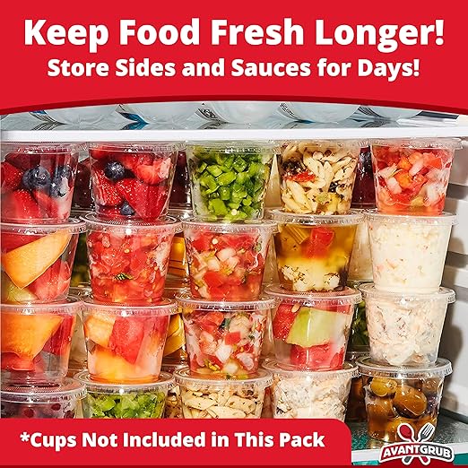 Leakproof, BPA Free 5.5 oz Souffle Lids 100 PK. Stackable Lids for Containers for Sampling, Salad Dressing, Sauce or Jello Shots. Plastic Food Prep Supplies for Restaurant, Cafe, Catering, Deli, Party