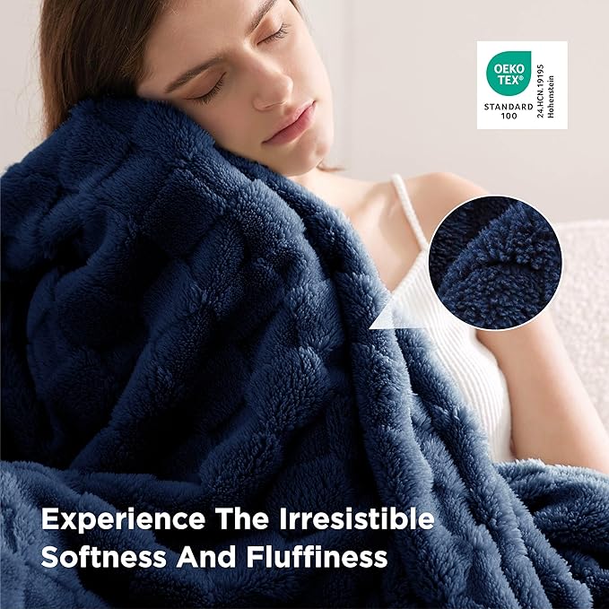 Bedsure GentleSoft King Size Blanket for Bed - Super Soft Cozy Blankets for Women Men Girls, Large Fuzzy Fleece Throw for Bedroom Decor, Navy Blue,108x90 Inches