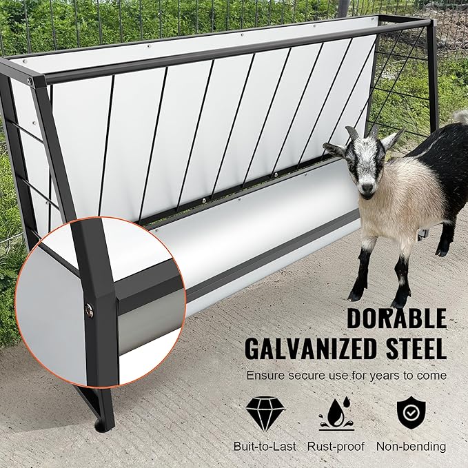 Pasture Hay Feeder Black, Galvanized Steel Livestock Hay Feeder, Outdoor Hay Feeder for Mini Goats, Pony and Mini Horses