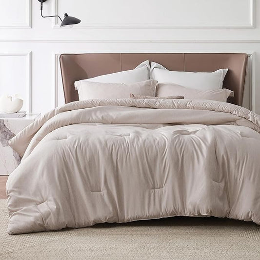 Bedsure California King Comforter Set - Warm Taupe Soft Bedding for All Seasons, Cationic Dyed Bed Set, 3 Pieces, 1 California King Size Comforter (104"x96") and 2 Pillow Shams (20"x36"+2")