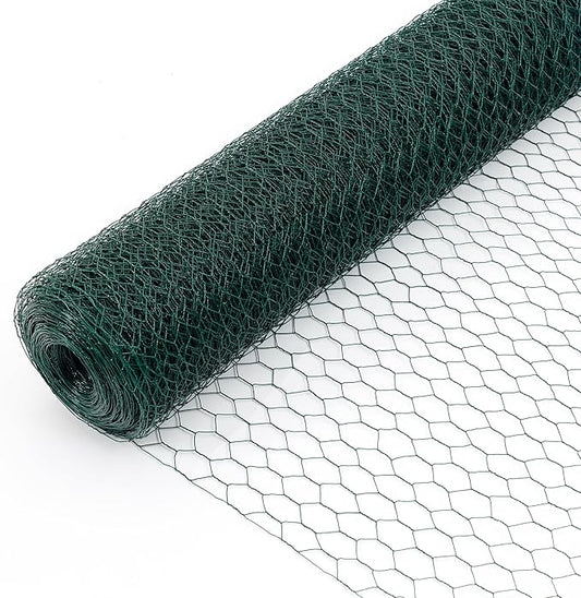 Hardware Cloth for Chicken Wire Fencing of Chicken Coop-1x1.57in Mesh AWG 18 Gauge 43.2in x 196.85ft Anti-Rust Hexagonal PVC Coated Galvanized Wire Mesh Roll-Chicken Runs, Poultry Netting