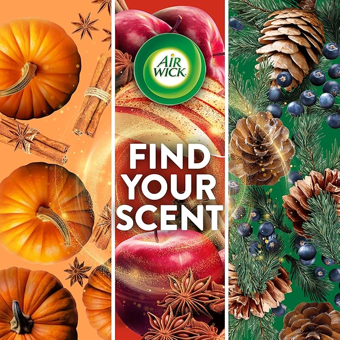 Air Wick Plug In Scented Oil Refill,Fall Scent, Fall Décor, Pumpkin Spice, 5 ct