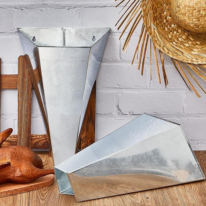 Mumufy 2 Pcs Medium Galvanized Steel Poultry Restraining Cones Flat Back Funnel Cone, up to 10 Pounds, Chicken Killing Cone for Butchering Chicken Birds Turkeys, Easy to Clean