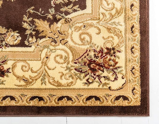 Unique Loom Versailles Collection Traditional Classic Floral Motif Area Rug (3' 3 x 5' 3 Rectangular, Brown/ Ivory)