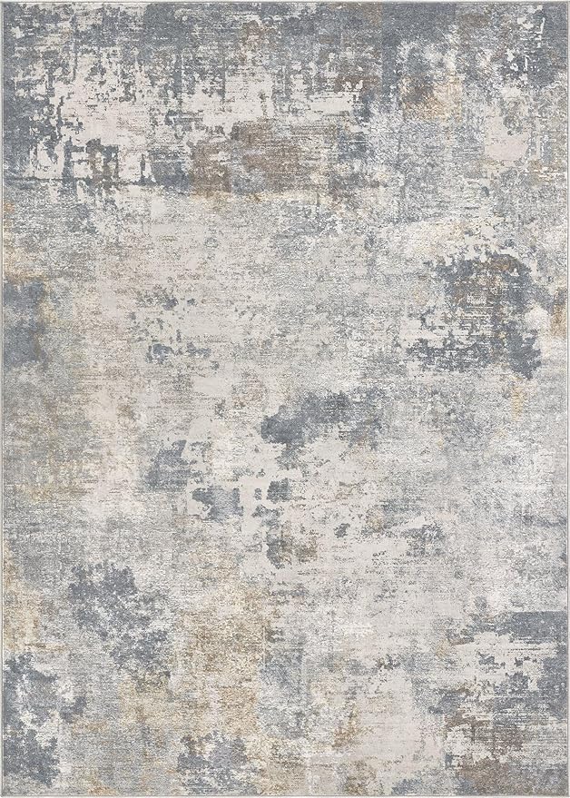 12x18 Area Rug Living Room Rugs - Washable Large Neutral Modern Abstract Soft Thin Rug Indoor Floor No Slip Rug Carpet for Bedroom Under Dining Table Home Office Decor - Blue Grey