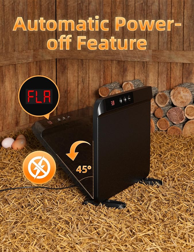 Smart Chicken Coop Heater with Efficient Thermostat, Compatible with Timers & Temp Controllers, 200W Safe Inside Radiant Flat Panel Warmer, Remote-Adjustable for Pets & Animals in Winter