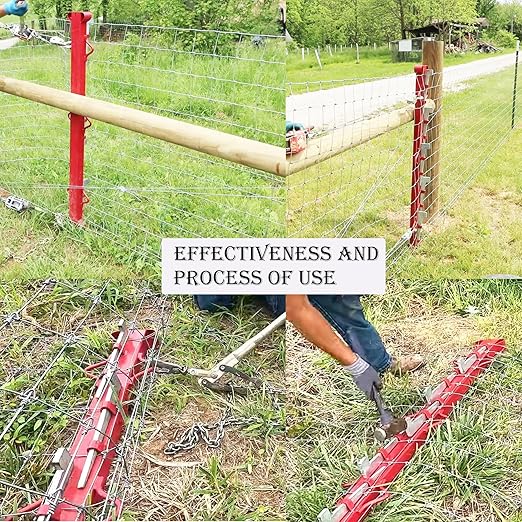 Woven Wire Fence Stretcher Bar 4ft with 5 Wedges, Wire Stretcher Fence Suitable for Fixing Fences on Pastures,Farms, Garden Barriers,Orchard Professional Use