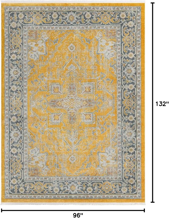 Unique Loom Baracoa Collection Area Rug - Prado (8' x 11' Rectangle, Yellow/ Ivory)