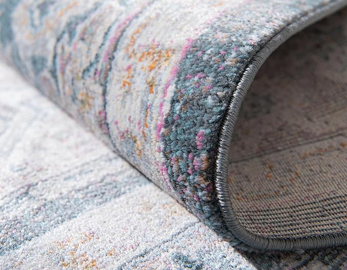 Unique Loom Baracoa Collection Area Rug - Prado (2' 2" x 6' 1" Runner, Gray/ Blue)