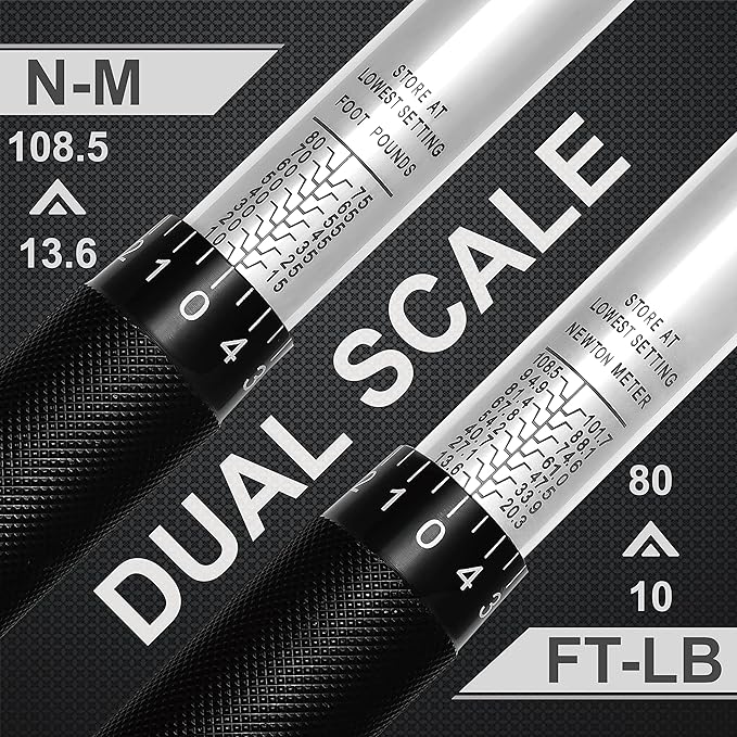 EPAuto 3/8-Inch Drive Click Torque Wrench 10-80 ft-lb. / 13.6-108.5 Nm 1.5" Wx1 Dx14.5 H