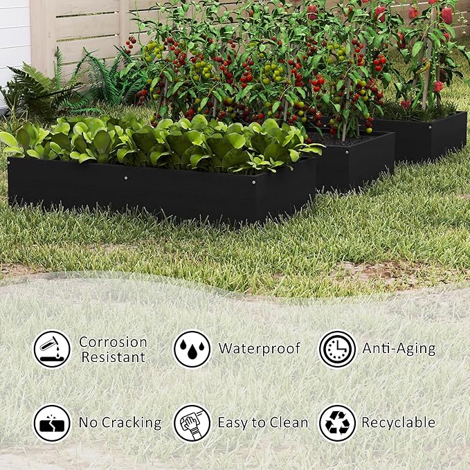 Raised Garden Bed 47.24 * 24.4 * 9.65 in,HDPE Vegetable Planter Bed Outdoor,Elevated Horticulture Planter Bed,Waterproof,Rot-Resistant and Non-Cracking Above Ground Garden Bed(Black)