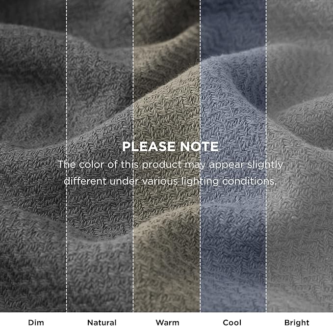 Bedsure 100% Cotton Blanket Full Size for Bed - Breathable and Lightweight, Soft Cozy Textured Herringbone Woven Blanket for Summer Spring, Dark Grey, 80x90 inches