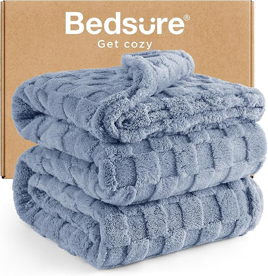 Bedsure GentleSoft King Size Blanket for Bed - Super Soft Cozy Blankets for Women Men Girls, Large Fuzzy Fleece Throw for Bedroom Decor, Ashley Blue,108x90 Inches