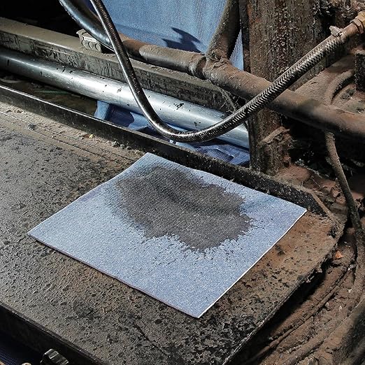 PIG Absorbent Mat Pads | 50 Oil Spill Mats | 15" x 19" Perforated Pads | Each Pad Absorbs 30 oz | Total Absorbency is 12 Gallons | Lightweight | PMB30128