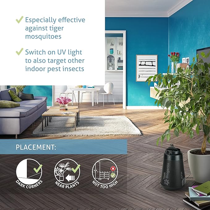 BIOGENTS BG-Home • Indoor & Patio Mosquito Trap • Switch Between Mosquito & Insect Targeting • Electric Fly Trap Indoor • Mosquito Killer for Indoor Patio Terrace Balcony Incl. 1 Sweetscent Attractant