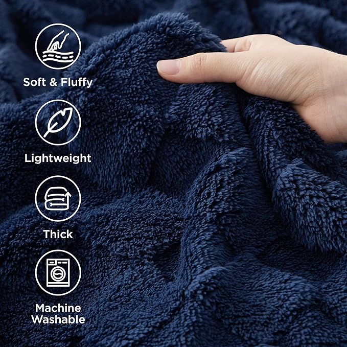 Bedsure GentleSoft King Size Blanket for Bed - Super Soft Cozy Blankets for Women Men Girls, Large Fuzzy Fleece Throw for Bedroom Decor, Navy Blue,108x90 Inches
