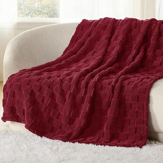 Bedsure GentleSoft Christmas Throw Blanket for Couch - Red Fall Checkered Fleece Red Blankets Gifts for Women Men Girls, Cute Soft Cozy Throw for Bedroom Home Decor Gifts, 50x60 Inches