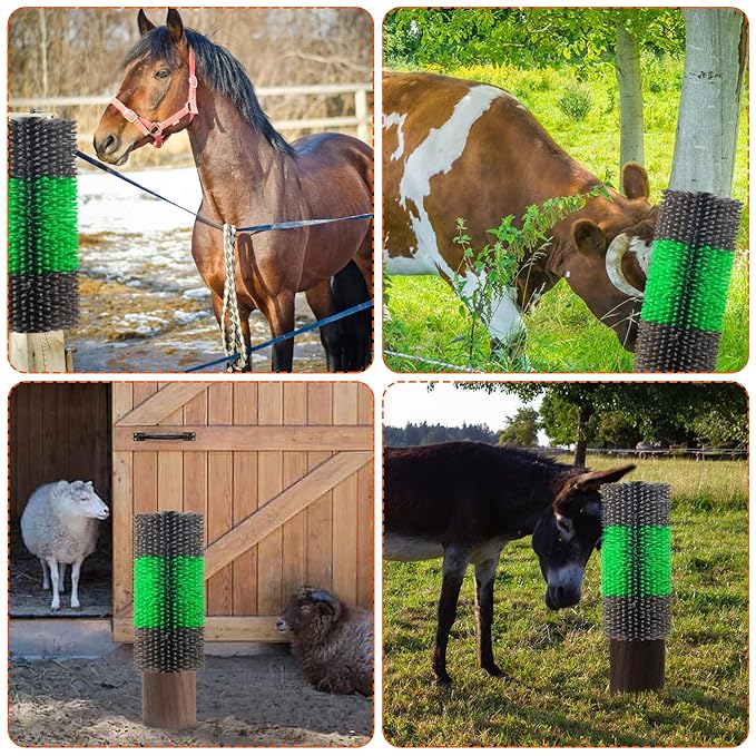 Livestock Scratch Brushes, Horse Scratcher Full Massage Brush Kit for Relieving Back Itching, Green