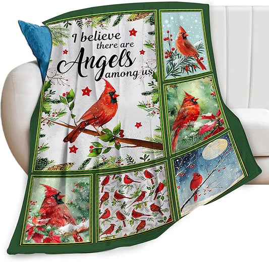Cardinal Throw Blanket Red Birds Blankets Gifts for Couch Sofa Bed Stuff Decor Lightweight Cozy Fleece Plush Warm Flannel Bedding for Lover Men Women Adults 40"x50"