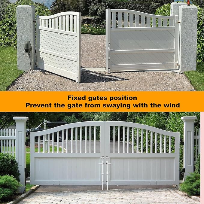 36" Cane Bolt Drop Rod for Gate, Heavy Duty Gate Latch for Wooden Fence Metal Gates, Gate Ground Stopper Hardware for Wood PVC Vinyl Metal Gates, 2 Pack White