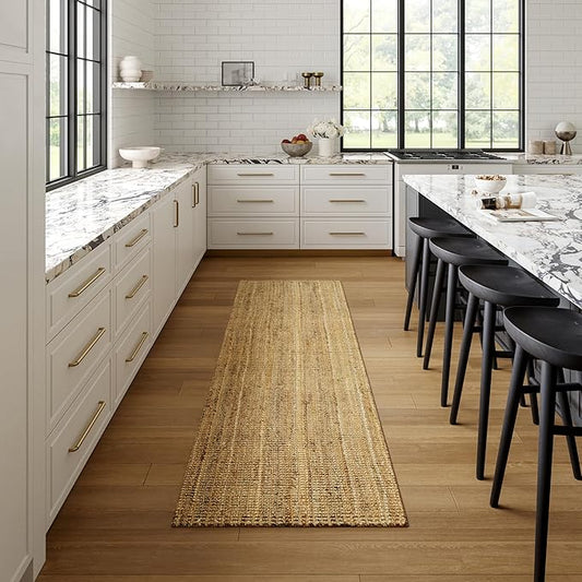 Nuloom Ashli Hand Woven, Natural, 2' 6" x 6', Farmhouse, Jute, Soft and Textured, High Traffic, Stain Resistant, Easy Clean, Durable Runner for Bedroom, Living Room, Dining Space, Den, Foyer, Entryway