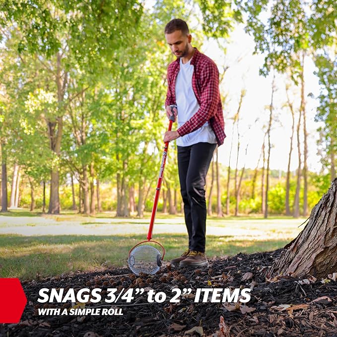 GARDEN WEASEL Medium Nut Gatherer Roller – Nut Collector Tool for Pecans, Hickory Nuts, Golf Balls and More – Yard Picker Upper with Durable Steel Cage and Ergonomic Handle - Newest Model