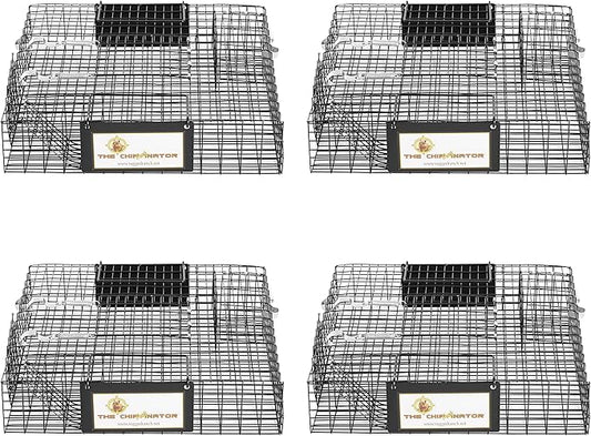 Rugged Ranch 4‑Pack Chipmunkinator Multi‑Catch Chipmunk Trap, Wire Cage, 14.5"x4"x14.5" Each - Live Catch‑and‑Release, 2‑Door Humane Rodent Control, No‑Poison Outdoor Use