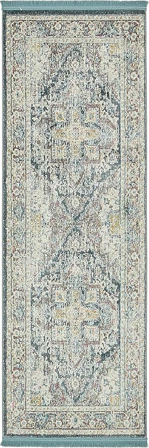 Unique Loom Baracoa Collection Area Rug - Prado (2' 2" x 6' 1" Runner, Gray/ Blue)