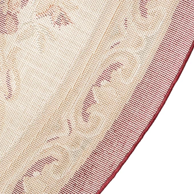Unique Loom Versailles Collection Traditional Classic Floral Motif Area Rug (3' 3 x 3' 3 Round, Burgundy/Ivory)