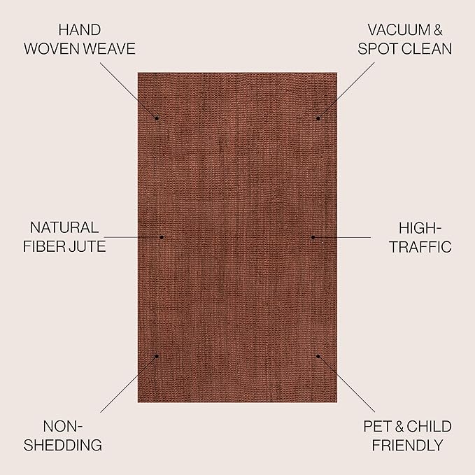 JONATHAN Y Pata Hand Woven Chunky Jute Terracotta Indoor Area Rug, 5x8, Bohemian, Rustic, Cottage, Easy-Cleaning for Living Room, Bedroom, Kitchen, Non-Shedding (NRF102F-5)