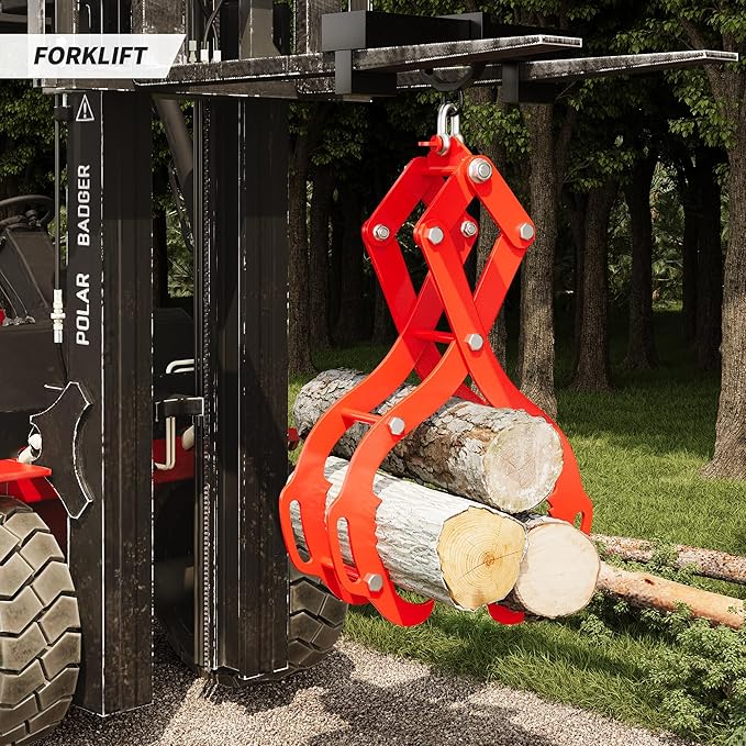 GarveeLife 32 in Log Lifting Tongs,4 Serrated Claw Hook Log Tongs,Heavy Duty Steel Swivel Dragging Tong,2200 LBS Log Grapple with Handles, Lumber Logs Skidding Tong for Tractors, Trucks