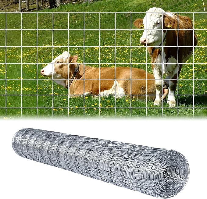 Livestock Fence, 6ft x 100ft Galvanized Cattle Fence, Heavy Zinc Coating Wire Fencing,Farm Fence for Hog Goat Deer Horse